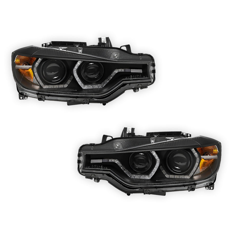 BMW 3 Series F30 / F31 (2012 - 2015) Halogen Model LED DRL Projector Headlights LH + RH