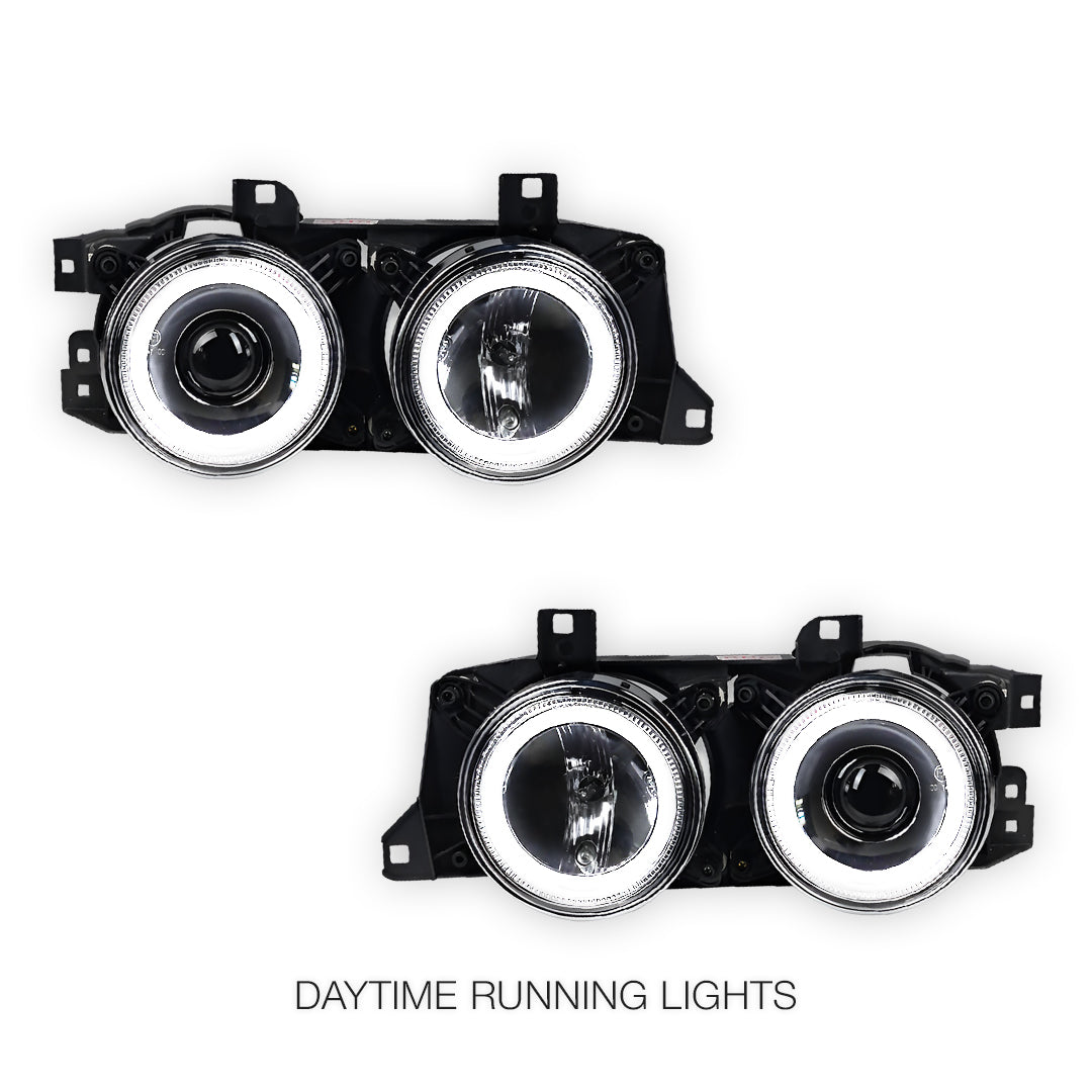 BMW 5 Series E34 (1987 - 1996) Crystal Clear CCFL Angel-Eye Projector Headlights LH + RH