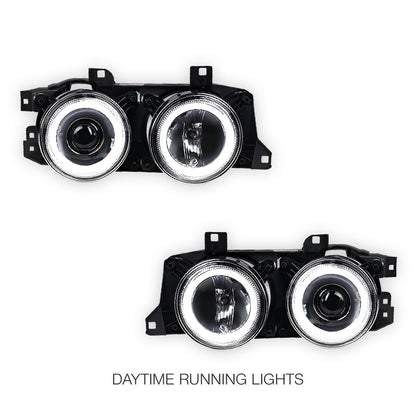 BMW 5 Series E34 (1987 - 1996) Crystal Clear CCFL Angel-Eye Projector Headlights LH + RH