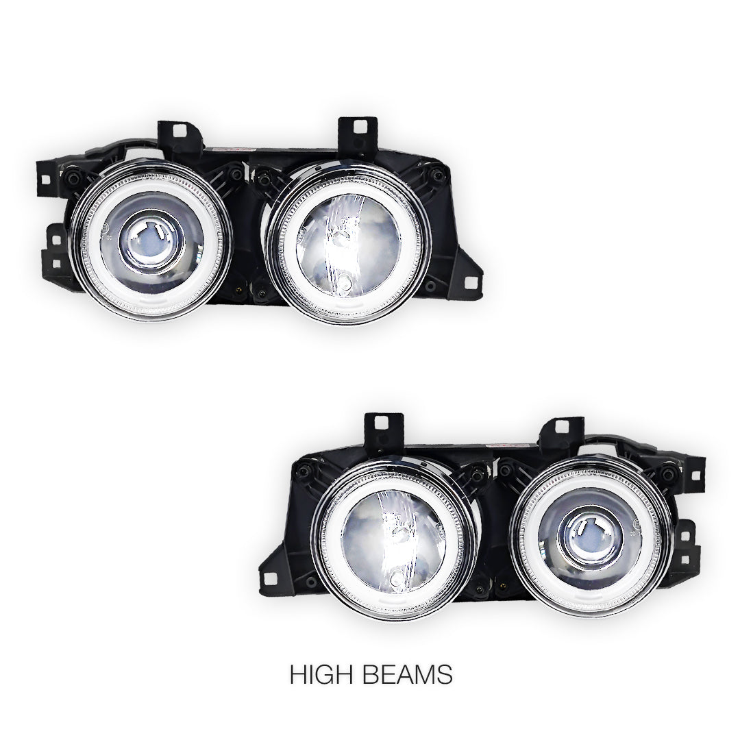 BMW 5 Series E34 (1987 - 1996) Crystal Clear CCFL Angel-Eye Projector Headlights LH + RH