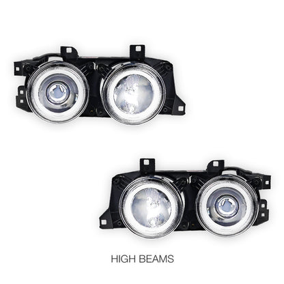 BMW 5 Series E34 (1987 - 1996) Crystal Clear CCFL Angel-Eye Projector Headlights LH + RH