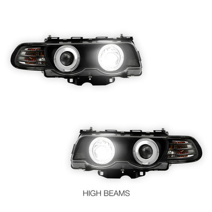 BMW 7 Series E38 (1995 - 1998) CCFL Angel-Eyes Projector Headlights LH + RH