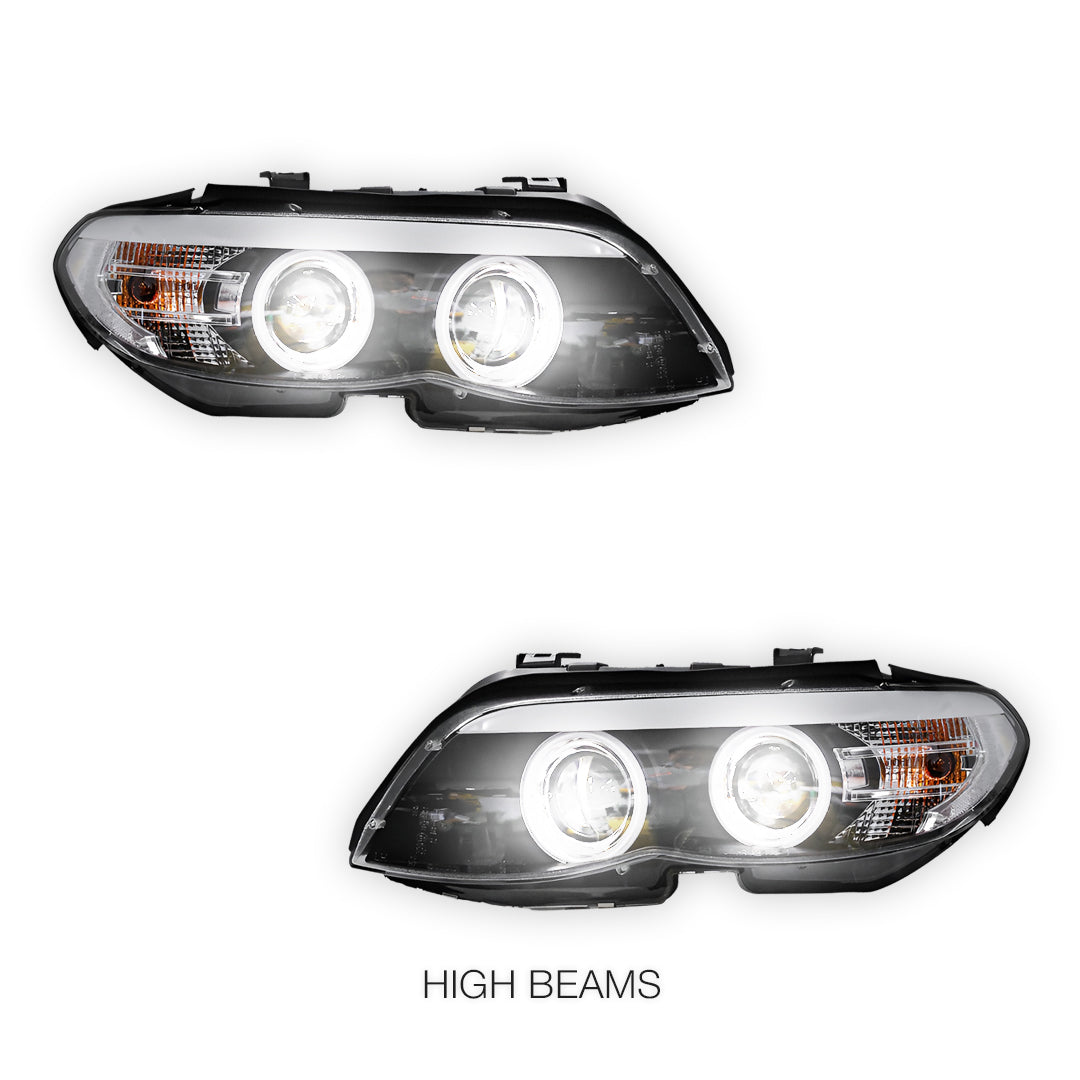 BMW X5 E53 (2004 - 2006) HID / Xenon Model CCFL Angel-Eyes Projector Headlights LH + RH