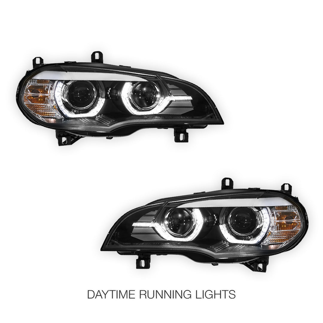 BMW X5 E70 (2007 - 2013) Xenon / AFS Model LED DRL Projector Headlights LH + RH