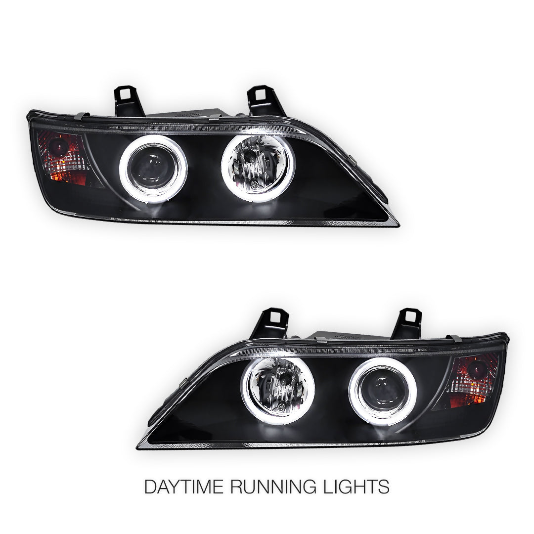 BMW Z3 E36 (1996 - 2002) Black CCFL Angel-Eyes Projector Headlights LH + RH