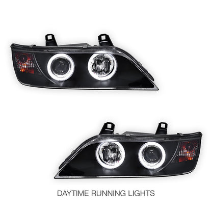 BMW Z3 E36 (1996 - 2002) Black CCFL Angel-Eyes Projector Headlights LH + RH