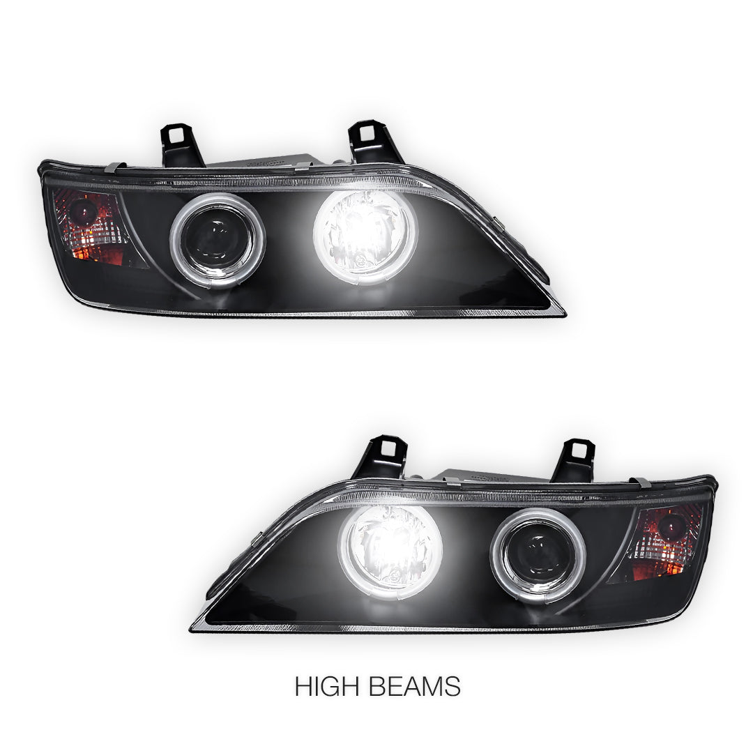 BMW Z3 E36 (1996 - 2002) Black CCFL Angel-Eyes Projector Headlights LH + RH