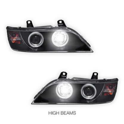 BMW Z3 E36 (1996 - 2002) Black CCFL Angel-Eyes Projector Headlights LH + RH