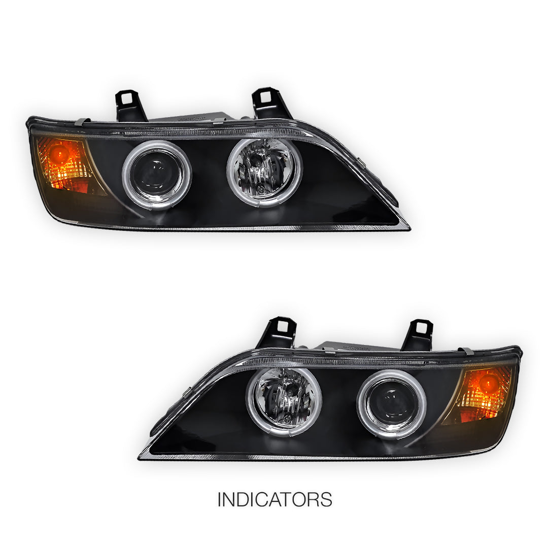 BMW Z3 E36 (1996 - 2002) Black CCFL Angel-Eyes Projector Headlights LH + RH