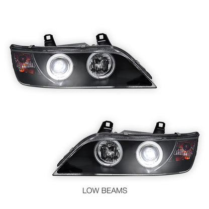 BMW Z3 E36 (1996 - 2002) Black CCFL Angel-Eyes Projector Headlights LH + RH