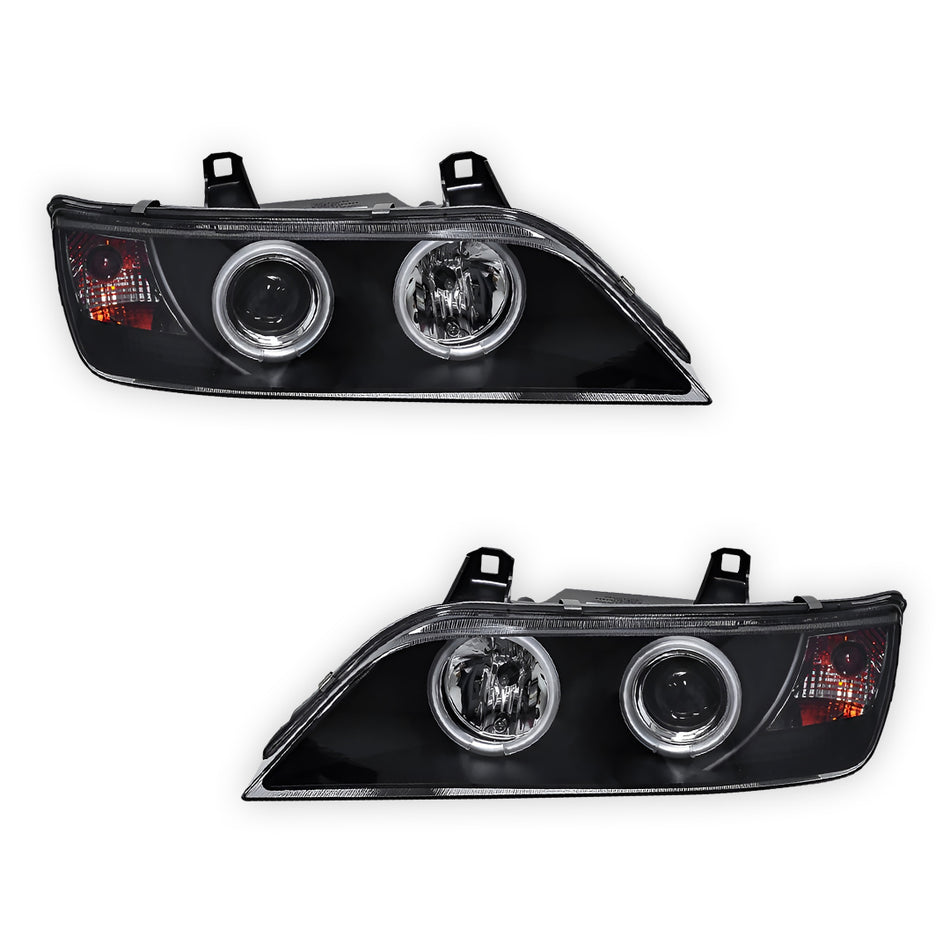 BMW Z3 E36 (1996 - 2002) Black CCFL Angel-Eyes Projector Headlights LH + RH