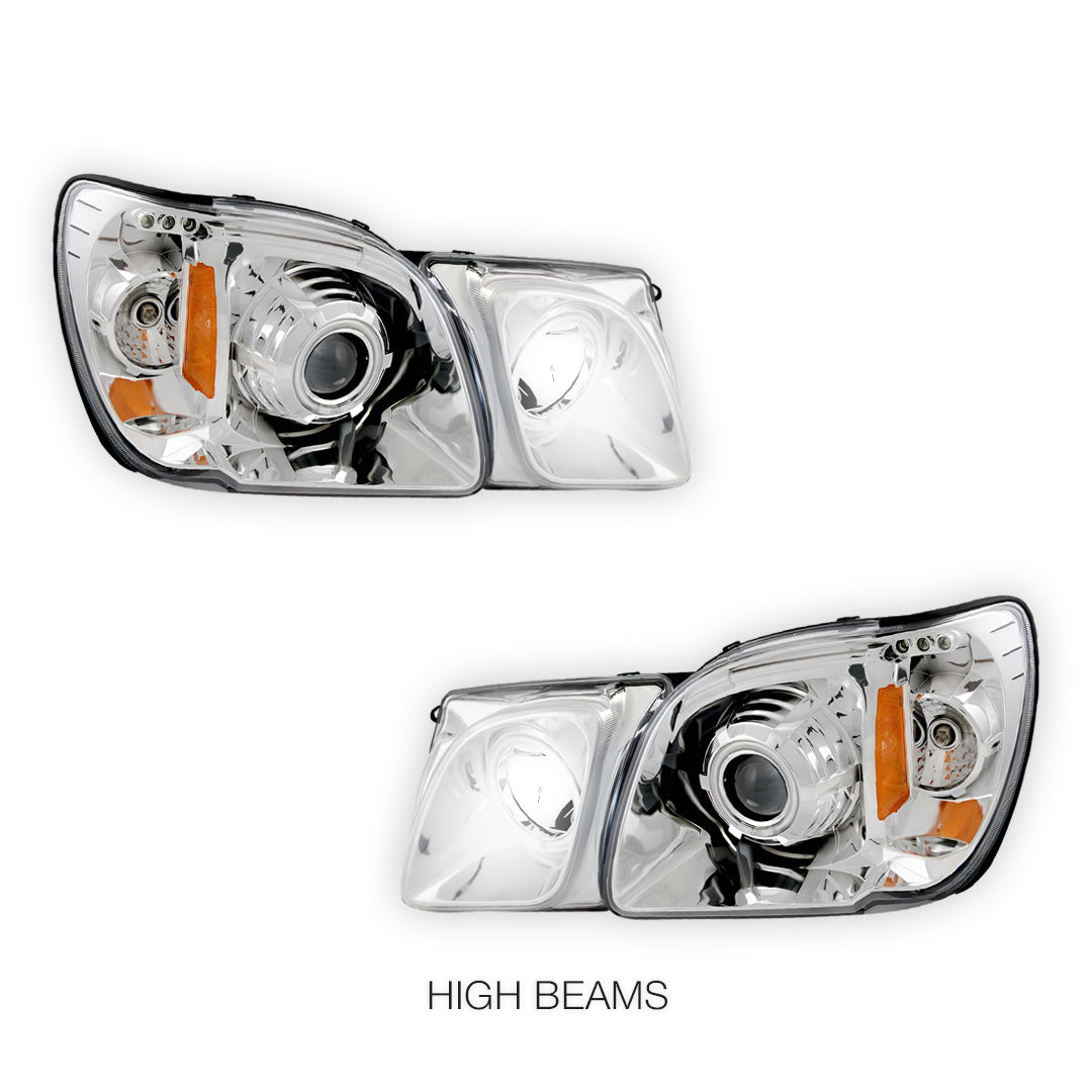 Lexus LX470 J100 (1998 - 2007) CCFL Angel-Eyes DRL Projector Headlights LH + RH