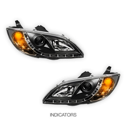 Mazda 3 BK (2003 - 2009) LED DRL Projector Headlights LH + RH