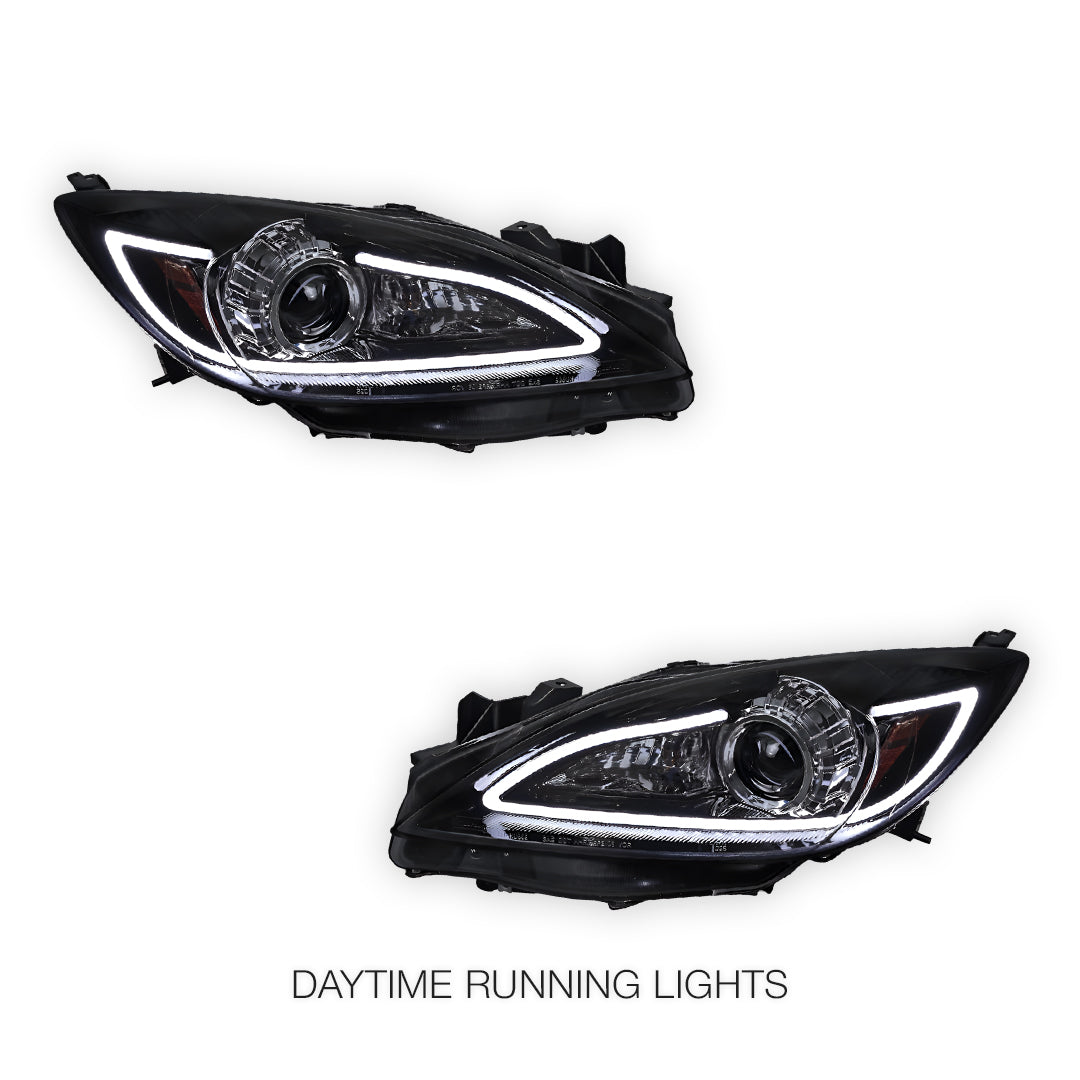 Mazda 3 BL (2009 - 2013) LED 3D DRL Style Projector Headlights LH + RH