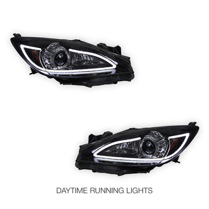 Mazda 3 BL (2009 - 2013) LED 3D DRL Style Projector Headlights LH + RH