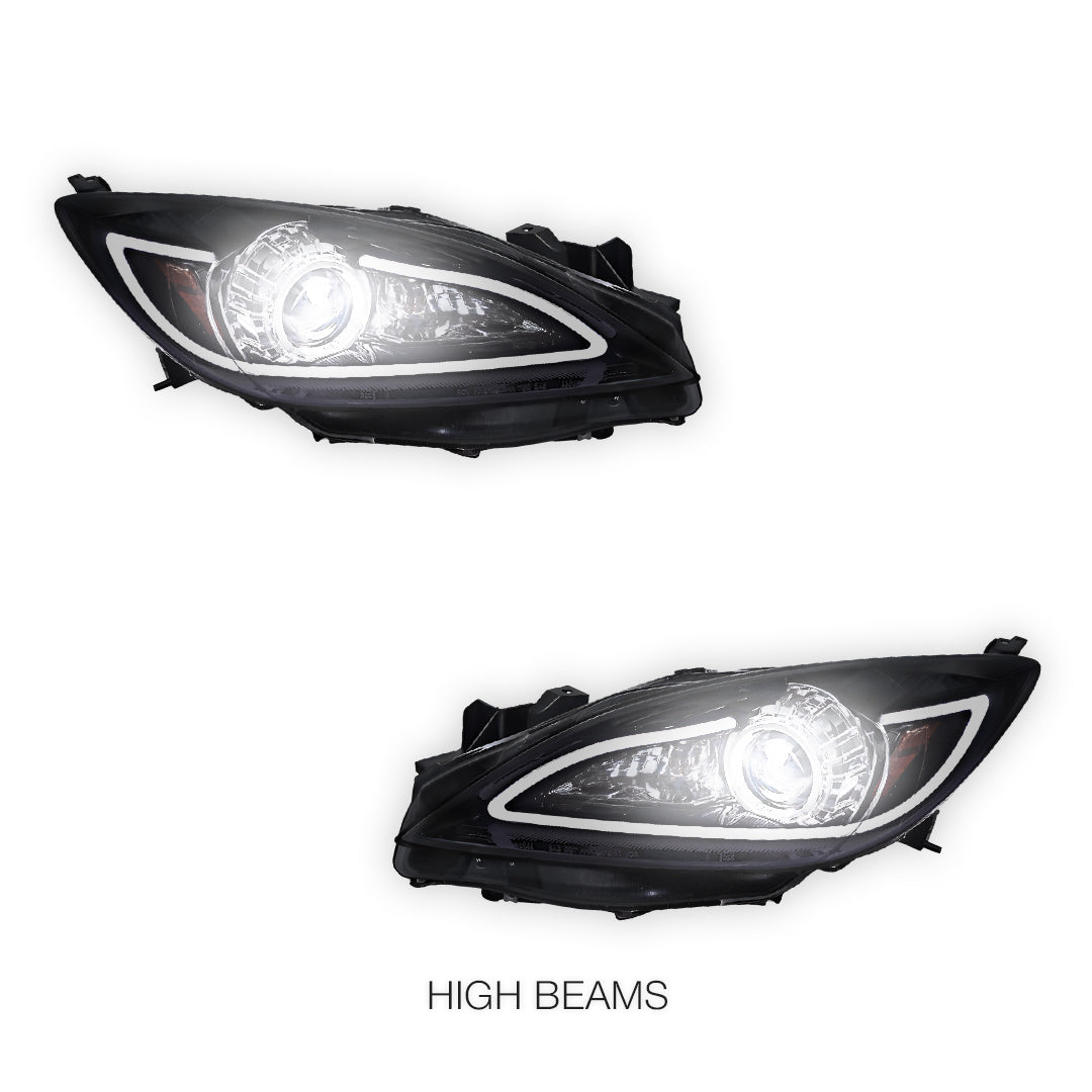 Mazda 3 BL (2009 - 2013) LED 3D DRL Style Projector Headlights LH + RH