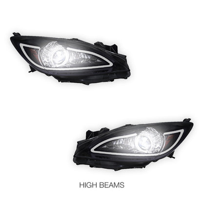Mazda 3 BL (2009 - 2013) LED 3D DRL Style Projector Headlights LH + RH