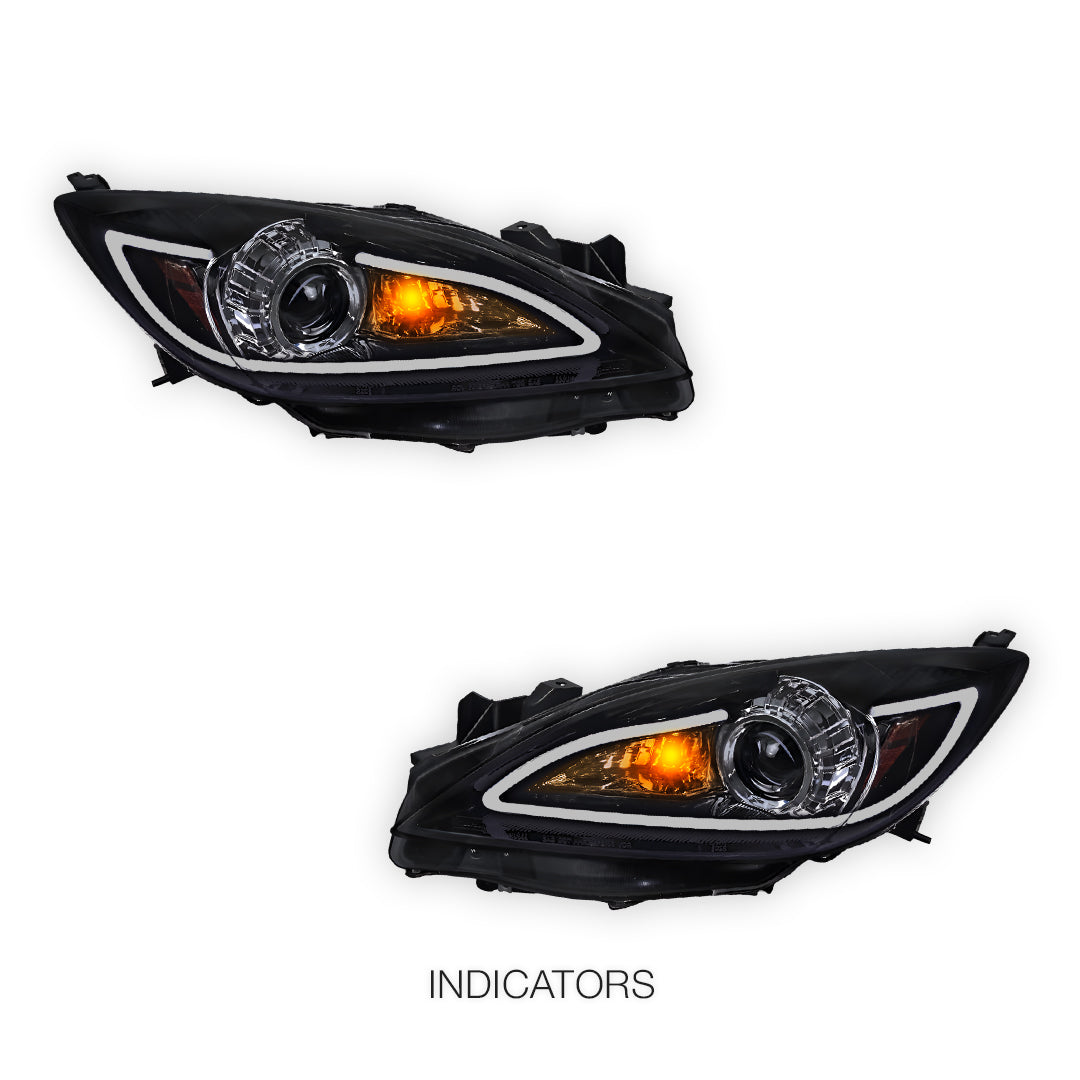 Mazda 3 BL (2009 - 2013) LED 3D DRL Style Projector Headlights LH + RH