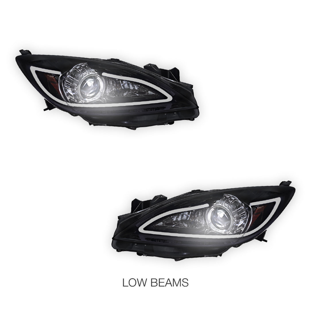 Mazda 3 BL (2009 - 2013) LED 3D DRL Style Projector Headlights LH + RH
