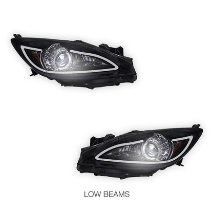 Mazda 3 BL (2009 - 2013) LED 3D DRL Style Projector Headlights LH + RH