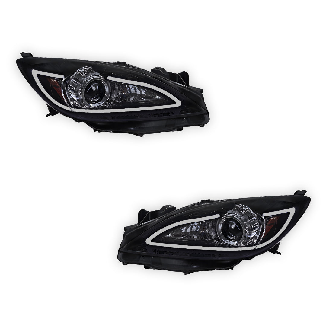 Mazda 3 BL (2009 - 2013) LED 3D DRL Style Projector Headlights LH + RH