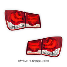 Holden Cruze JG / JH (2009 - 2016) Clear Red 3D LED Stripe Bar Tail Lights LH + RH