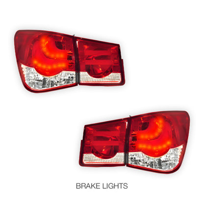 Holden Cruze JG / JH (2009 - 2016) Clear Red 3D LED Stripe Bar Tail Lights LH + RH