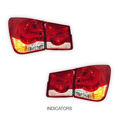 Holden Cruze JG / JH (2009 - 2016) Clear Red 3D LED Stripe Bar Tail Lights LH + RH