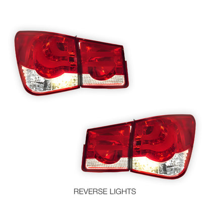 Holden Cruze JG / JH (2009 - 2016) Clear Red 3D LED Stripe Bar Tail Lights LH + RH