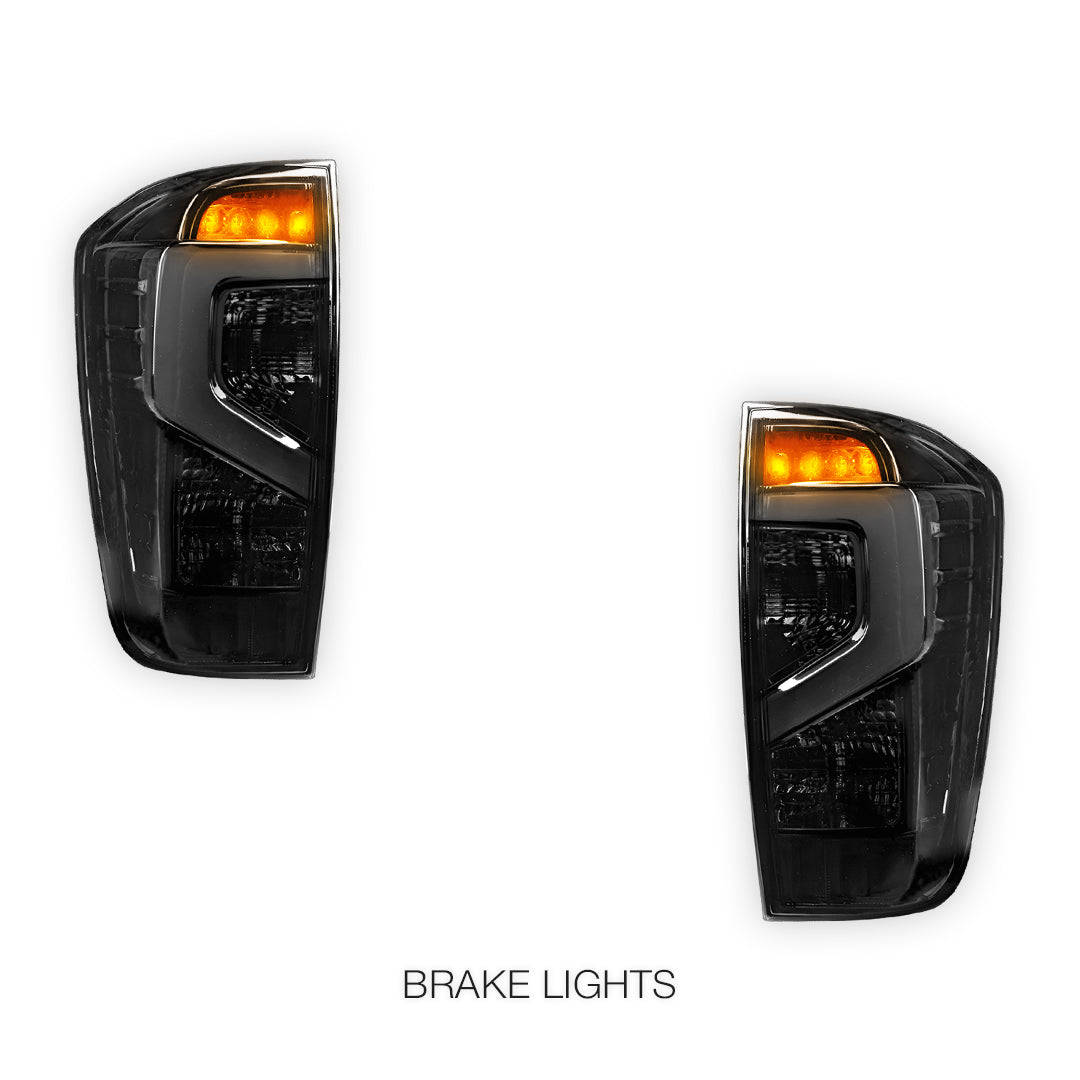 Nissan Navara D23 NP300 (2015 - 2025) Smoked Black Update Style 3D LED Stripe Bar Tail Lights LH + RH
