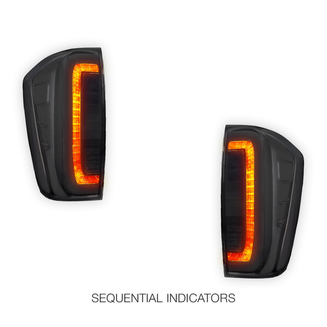 Nissan Navara D23 NP300 (2015 - 2021) Smoked Black Sequential 3D LED Stripe Bar Tail Lights LH + RH