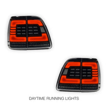 Toyota LandCruiser 100 Series (1998 - 2007) Black Sequential Full LED Tail Lights LH + RH