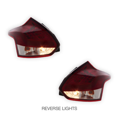 Ford Focus LW (2012 - 2015) Clear Red 3D LED Stripe Bar Tail Lights LH + RH