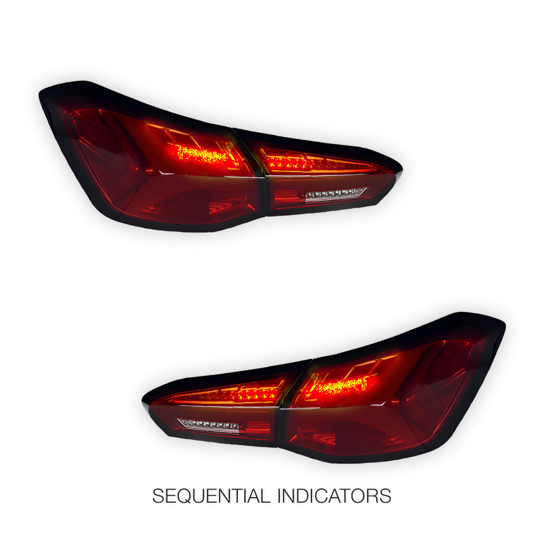 Ford Focus SA (2018 - 2022) Smoked Red Sequential 3D Full LED Stripe Bar Tail Lights LH + RH