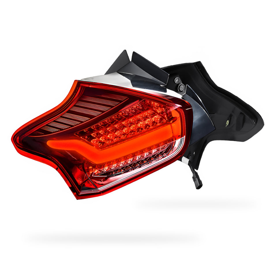 Ford Focus LZ (2015 - 2018) Clear Red 3D Full LED Stripe Bar Tail Lights LH + RH