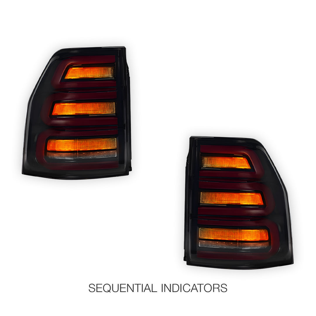 Mitsubishi Pajero NS / NT / NW / NX (2007 - 2021) Smoked Black Sequential Full 3D LED Stripe Bar Tail Lights LH + RH