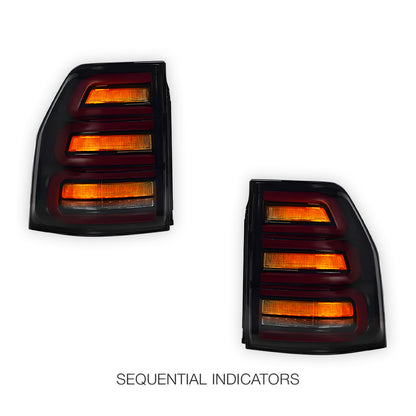 Mitsubishi Pajero NS / NT / NW / NX (2007 - 2021) Smoked Black Sequential Full 3D LED Stripe Bar Tail Lights LH + RH