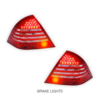 Mercedes-Benz C-Class W203 (2000 - 2004) Clear Red LED Tail Lights LH + RH