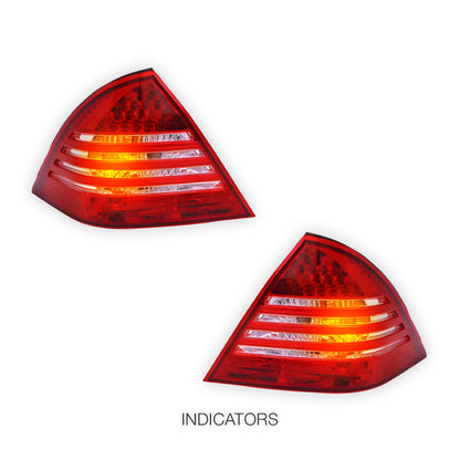Mercedes-Benz C-Class W203 (2000 - 2004) Clear Red LED Tail Lights LH + RH