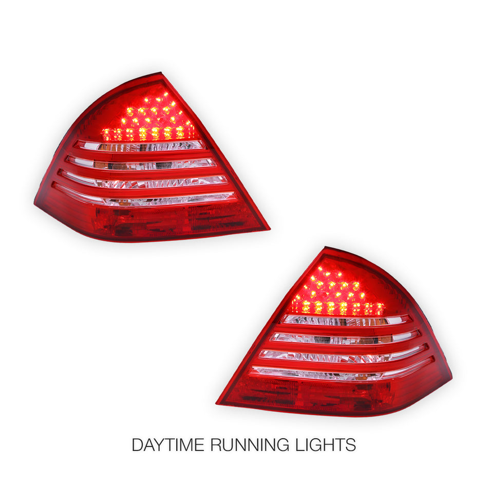 Mercedes-Benz C-Class W203 (2005 - 2007) Clear Red LED Tail Lights LH + RH