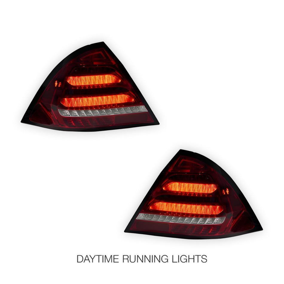 Mercedes-Benz C-Class W203 (2005 - 2007) Clear Red Sequential 3D LED Stripe Bar Tail Lights LH + RH