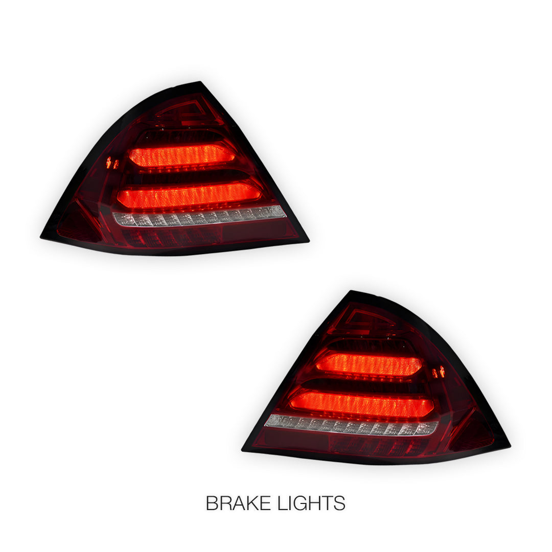Mercedes-Benz C-Class W203 (2005 - 2007) Clear Red Sequential 3D LED Stripe Bar Tail Lights LH + RH