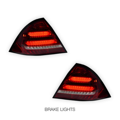 Mercedes-Benz C-Class W203 (2005 - 2007) Clear Red Sequential 3D LED Stripe Bar Tail Lights LH + RH