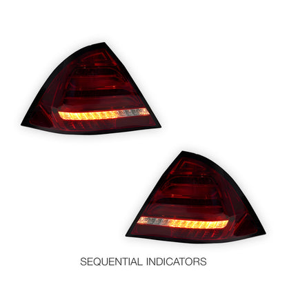 Mercedes-Benz C-Class W203 (2005 - 2007) Clear Red Sequential 3D LED Stripe Bar Tail Lights LH + RH