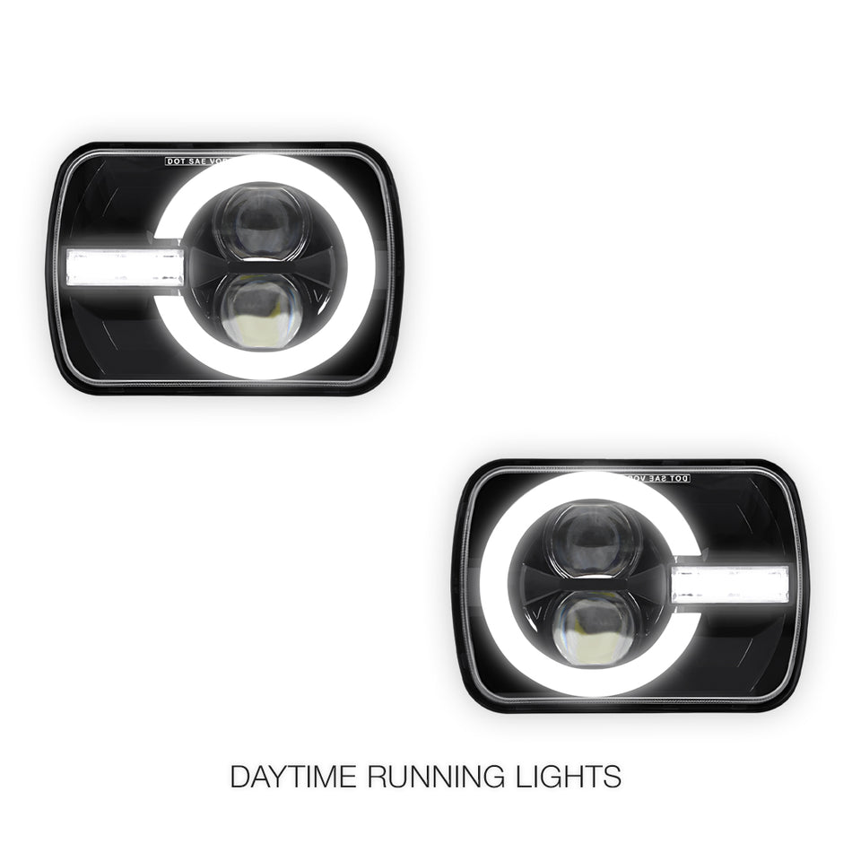 Jeep Cherokee XJ (1984 - 2001) LED Headlights Halo DRL  LH + RH