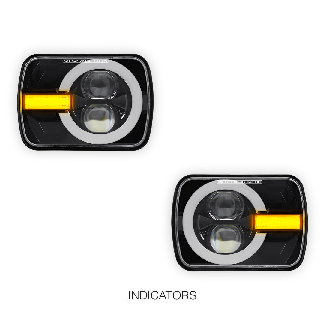 Jeep Cherokee XJ (1984 - 2001) LED Headlights Halo DRL  LH + RH