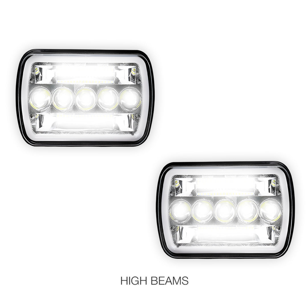 Jeep Cherokee XJ (1984 - 2001) LED Headlights Halo DRL  LH + RH