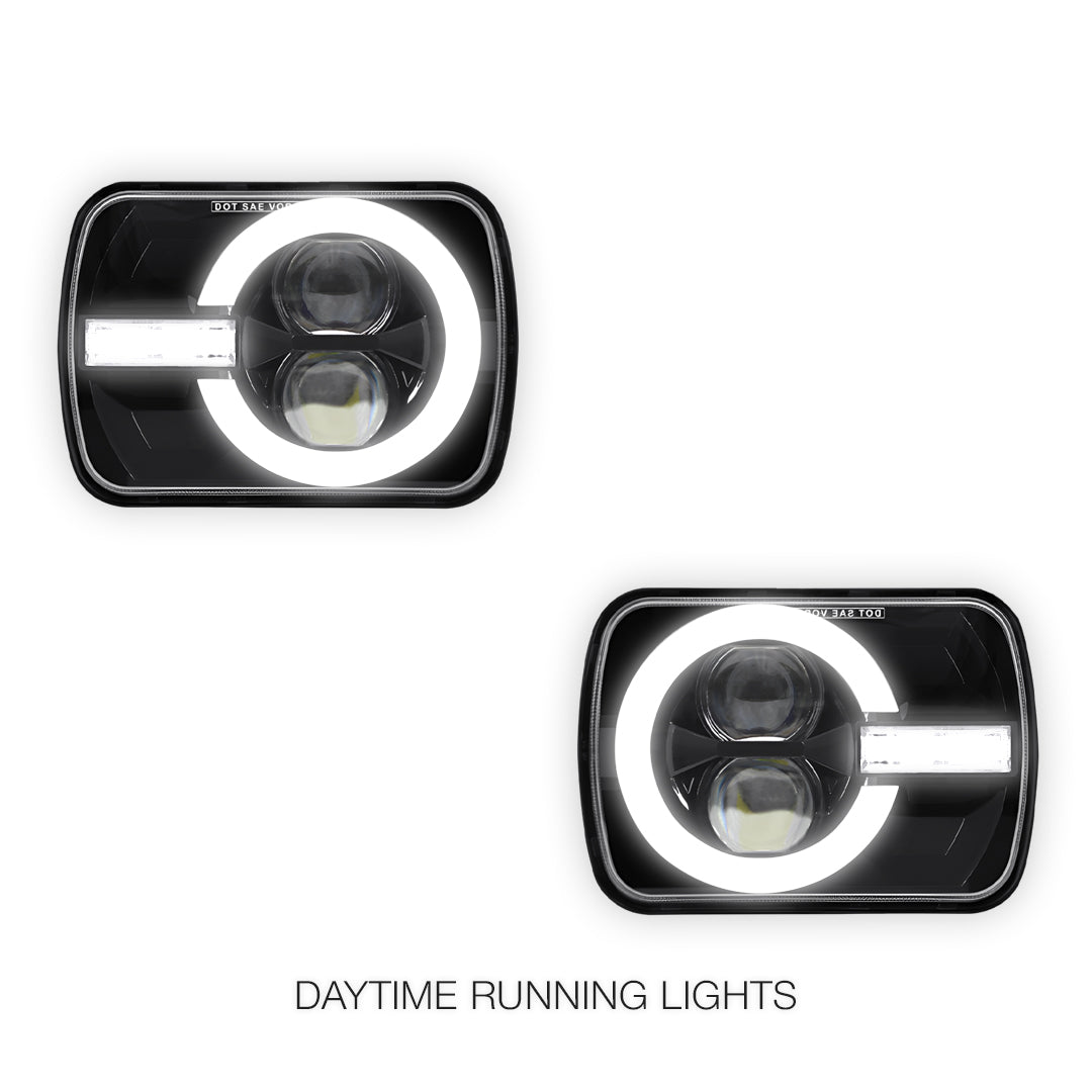 Jeep Wrangler YJ (1987 - 1995) LED Headlights Halo DRL  LH + RH