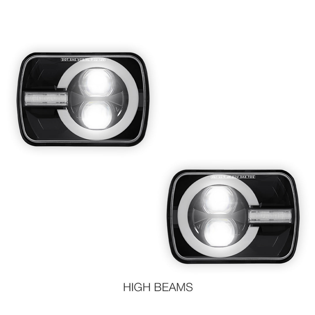 Jeep Wrangler YJ (1987 - 1995) LED Headlights Halo DRL  LH + RH
