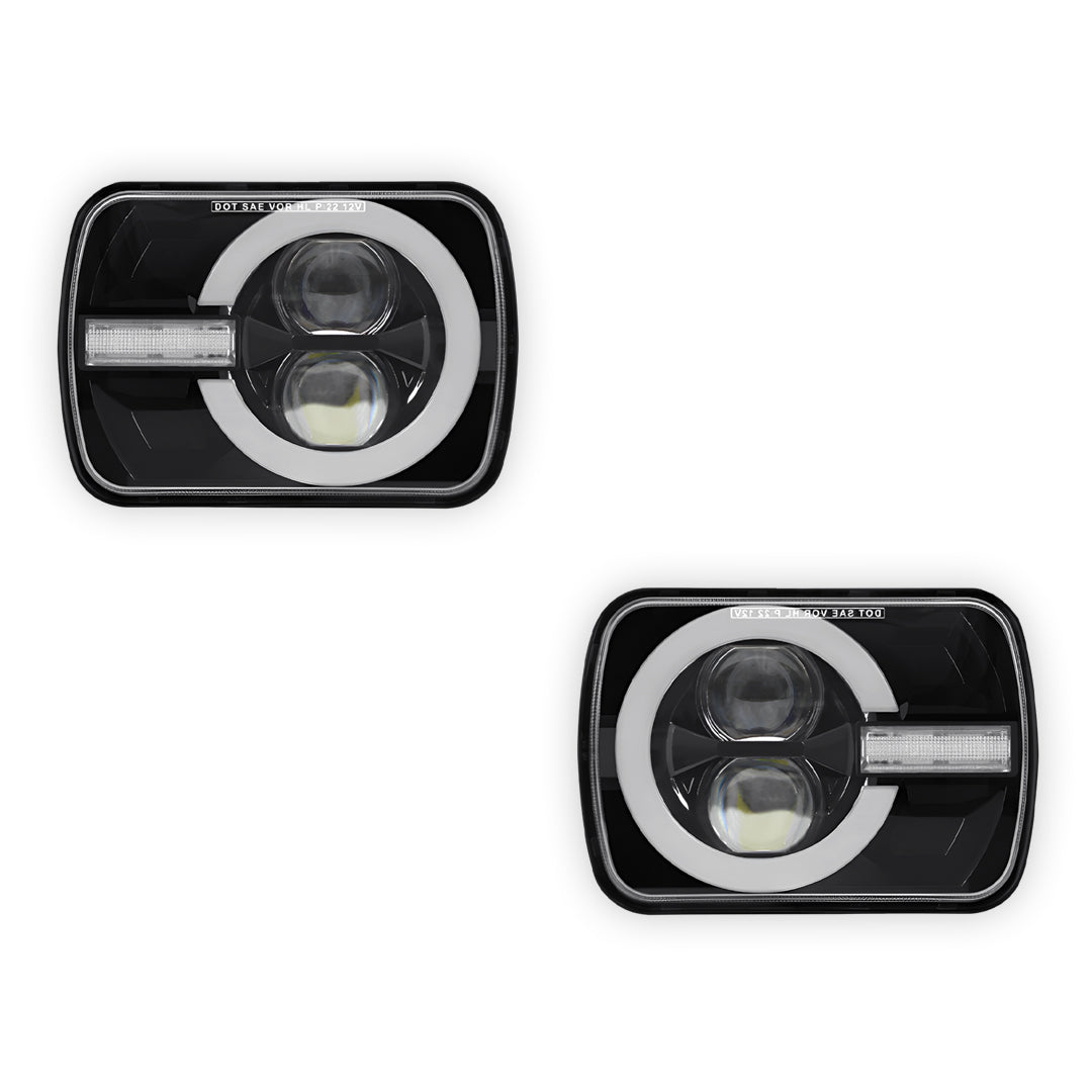 Jeep Wrangler YJ (1987 - 1995) LED Headlights Halo DRL  LH + RH